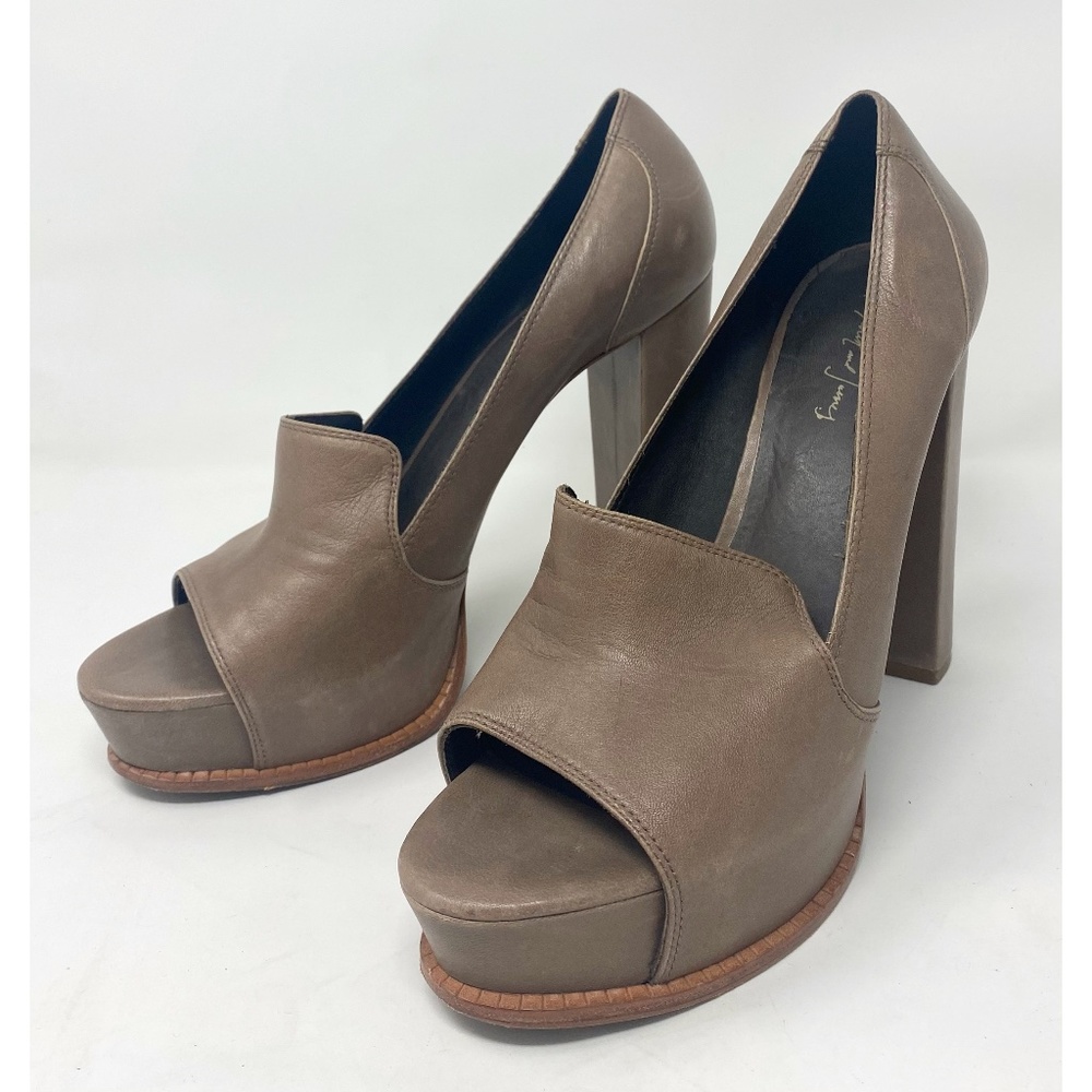 Elizabeth & James Leather Tan Mae Platform Heels